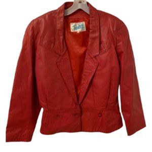 Vintage Joseph Red Leather Jacket, Size 12